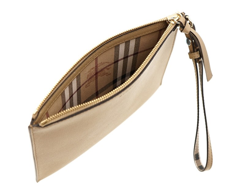 最高品質 新しいバーバリー腕輪ハウス チェック ポーチ ベージュ レザー 春先取りの レジ Www Cakeindustry In