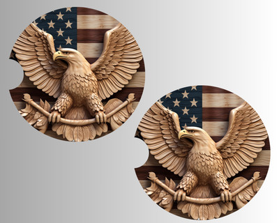 AMERICAN EAGLE 3D DESIGN RUBBER CAR COASTERS SET (2) FREE SHIPPING, FREE GIFT