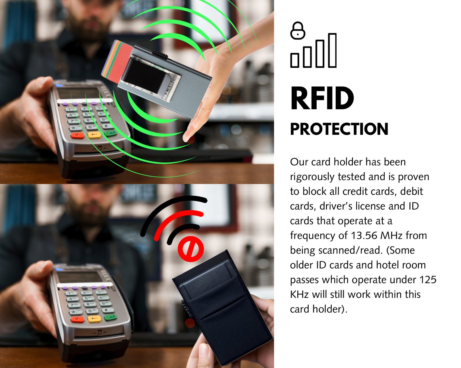 Men's Ultra Slim Aluminum Wallet Pop Up RFID Blocking Card Holder Money Clip