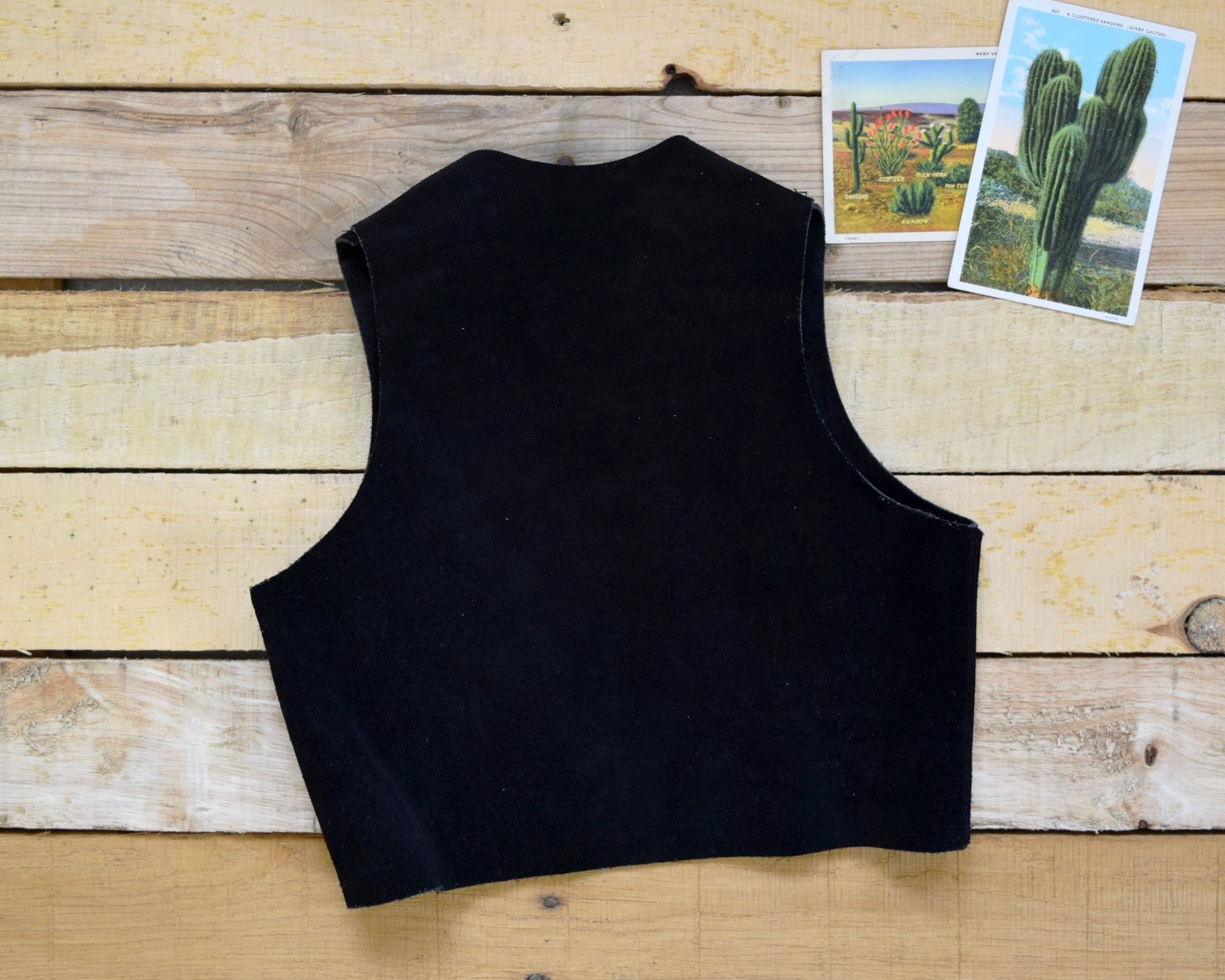 Kids Vintage XS 6 Western Cowboy Vest Black and Tan Suede with Silver Conchos