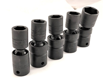 Snap-On ½'' drive, 6-point, Metric, Shallow, Swivel, Impact, 5-pc Socket set NOS
