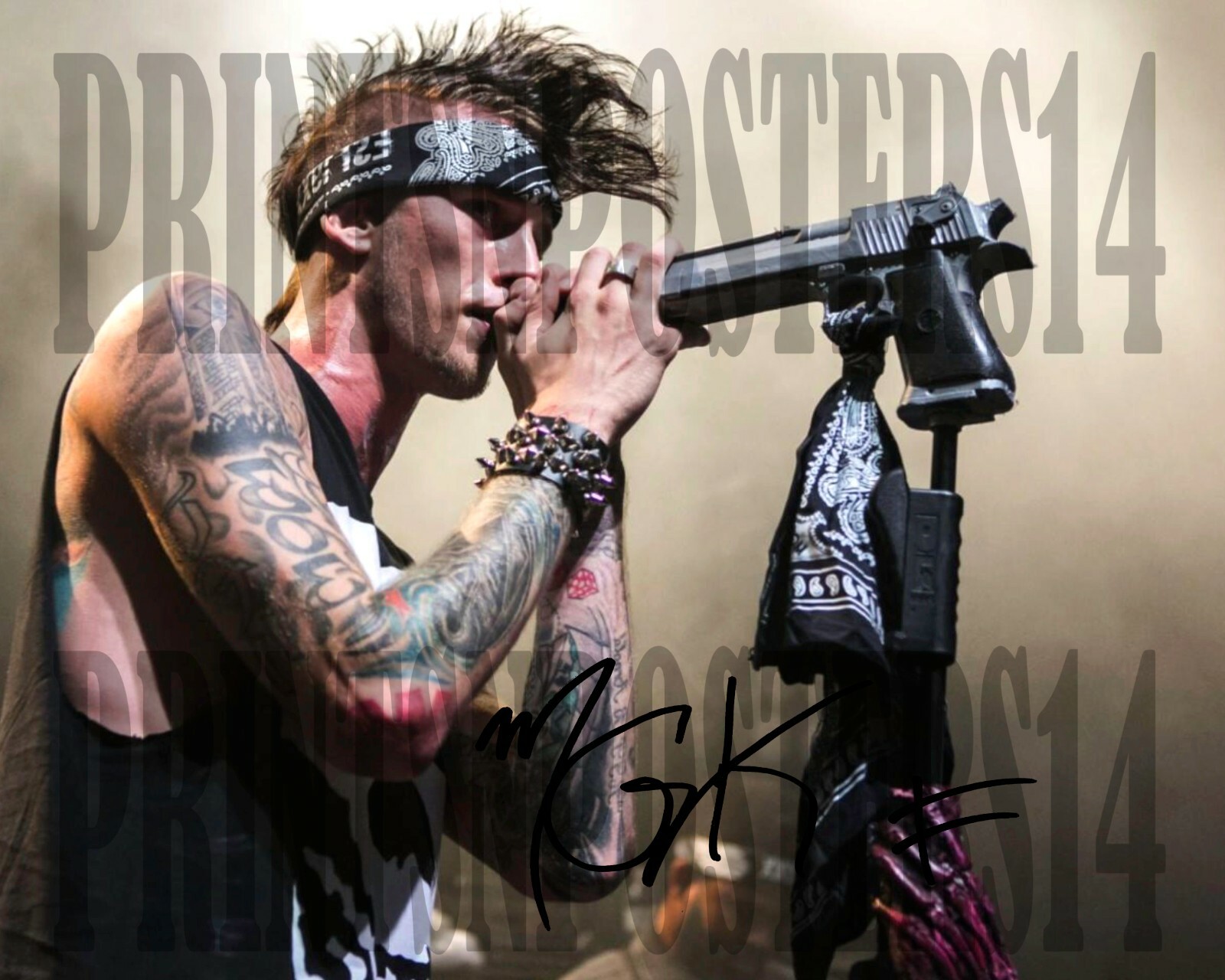 Machine Gun Kelly 8x10 SIGNED REPRINT Rapper MGK Lace Up #1