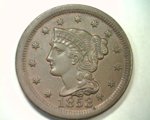 1853 LARGE CENT PENNY CHOICE UNCIRCULATED CH. UNC. NICE ORIGIN...
