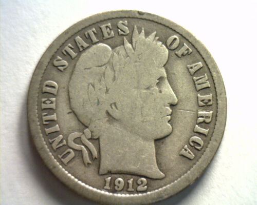 1912 BARBER DIME VERY GOOD VG NICE ORIGINAL COIN FROM BOBS COI...