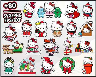 HELLO KITTY CHRISTMAS SVG, DESIGNS BUNDLE, CUT FILES, SVG for Cricut