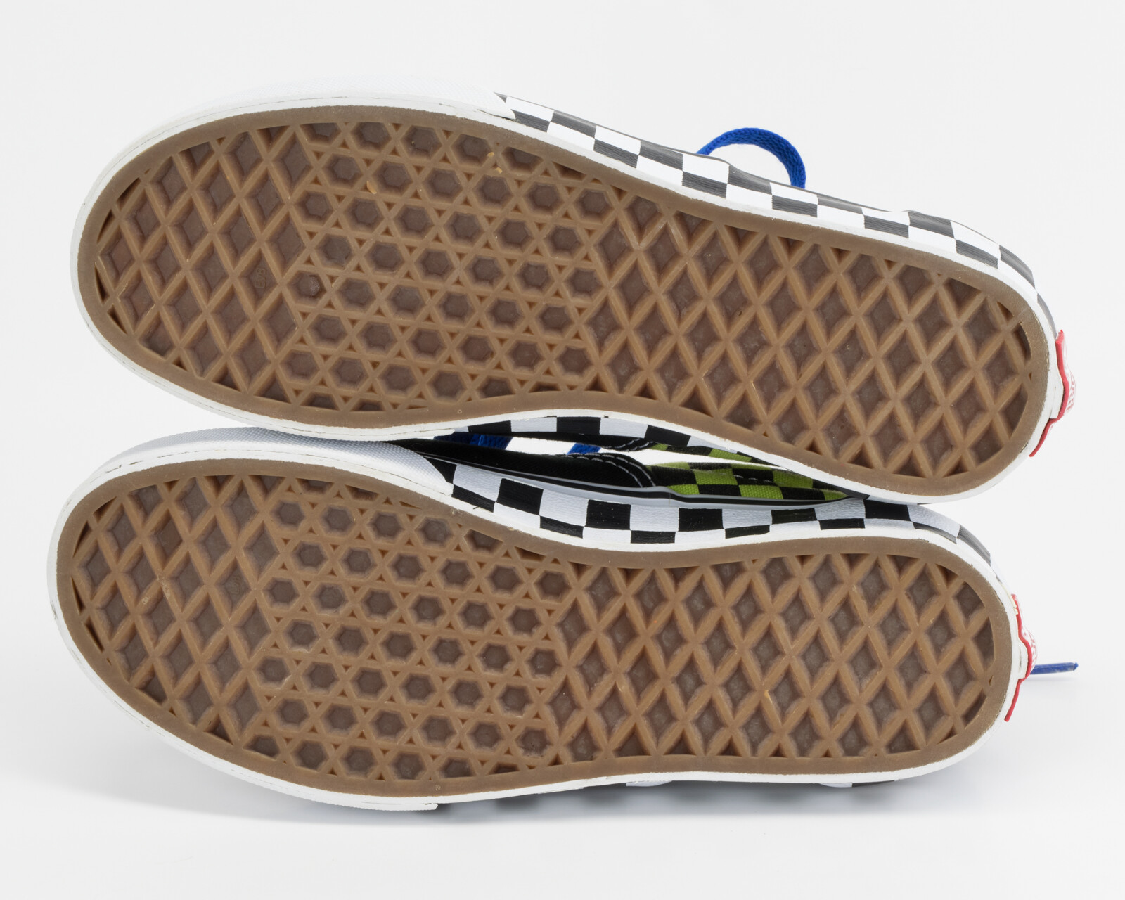 Vans Youth Size 1 Checkered Black/Green Lace Up Skate Casual Shoes Boys Sneakers