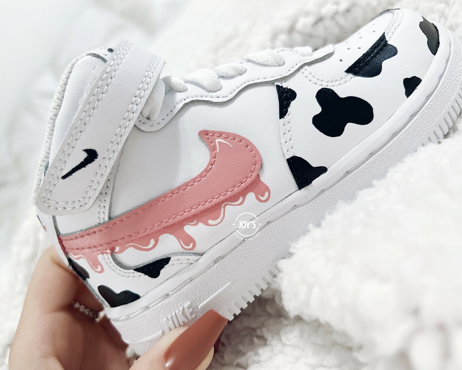 Pre-owned Nike Cow Prints Custom  Air Force 1 Mid/high Sneakers-brand In Pink