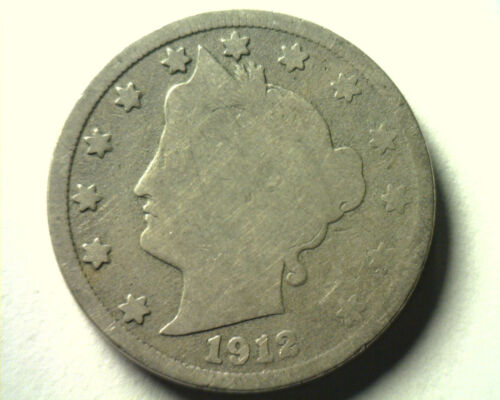 1912-D LIBERTY NICKEL GOOD G NICE ORIGINAL COIN BOBS COINS FAS...