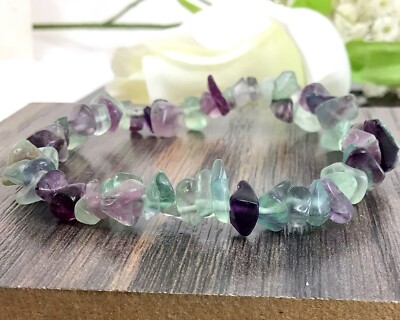 Gemstone Chips Bracelet 7.5'' Elastic Stretch Beaded gift Handmade Beautiful 