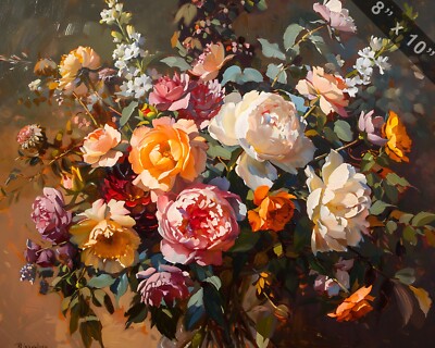  A Floral Art Class oil painting 8x10 print