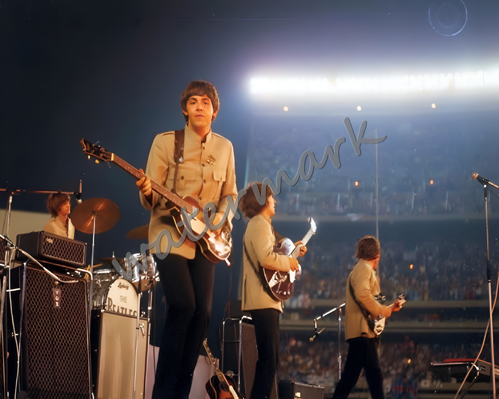 1965 The Beatles on Stage Paul McCartney John Lennon Color 8