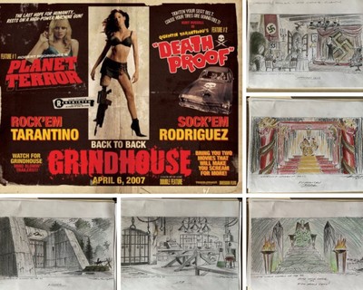 5x Quentin Tarantino Grindhouse 2007 Hand Drawn Concept Art Movie Prop COA