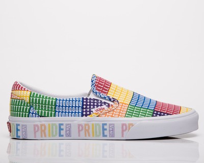 Мужские и женские многоцветные белые кроссовки Vans Classic Slip-On Pride унисекс для мужчин и женщин