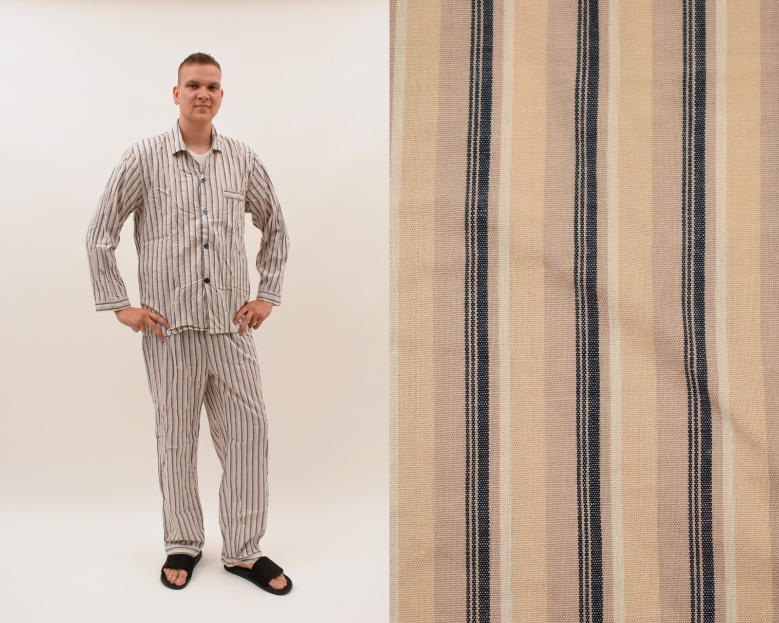 70〜80s Vintage Dreiklang Pajamas Stripe Vintage Dreiklang Striped Pajama Set: Mens Size UK 40 / EU