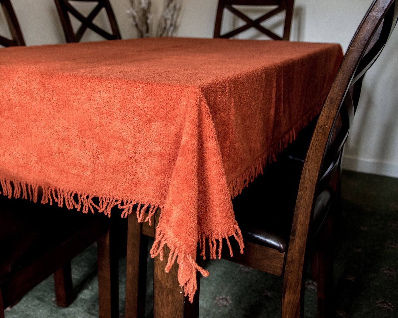 Chenille Tablecloth Traditional Tufted Cotton Luxury Fringing 5 Colours