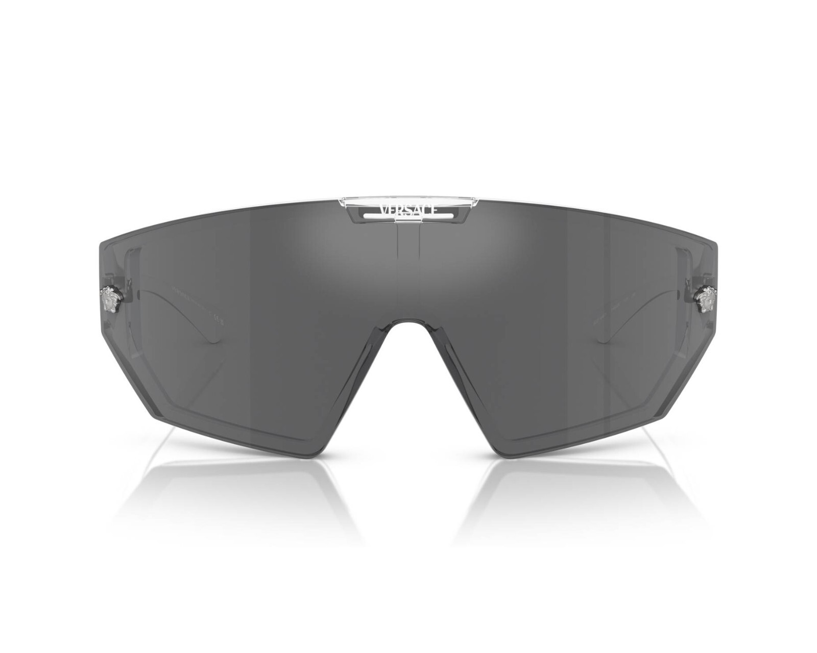 Pre-owned Versace Ve4461 148/6v Crystal-grey Mirror Black-blue Interchangeable Sunglasses In Gray