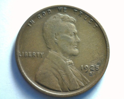 1925-S LINCOLN CENT PENNY VERY FINE+ VF+ NICE ORIGINAL COIN BO...