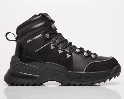 

Женские черные кожаные повседневные ботинки Karl Lagerfeld Quest Kroslace Mid, Черный, Karl Lagerfeld Quest Krosslace Mid