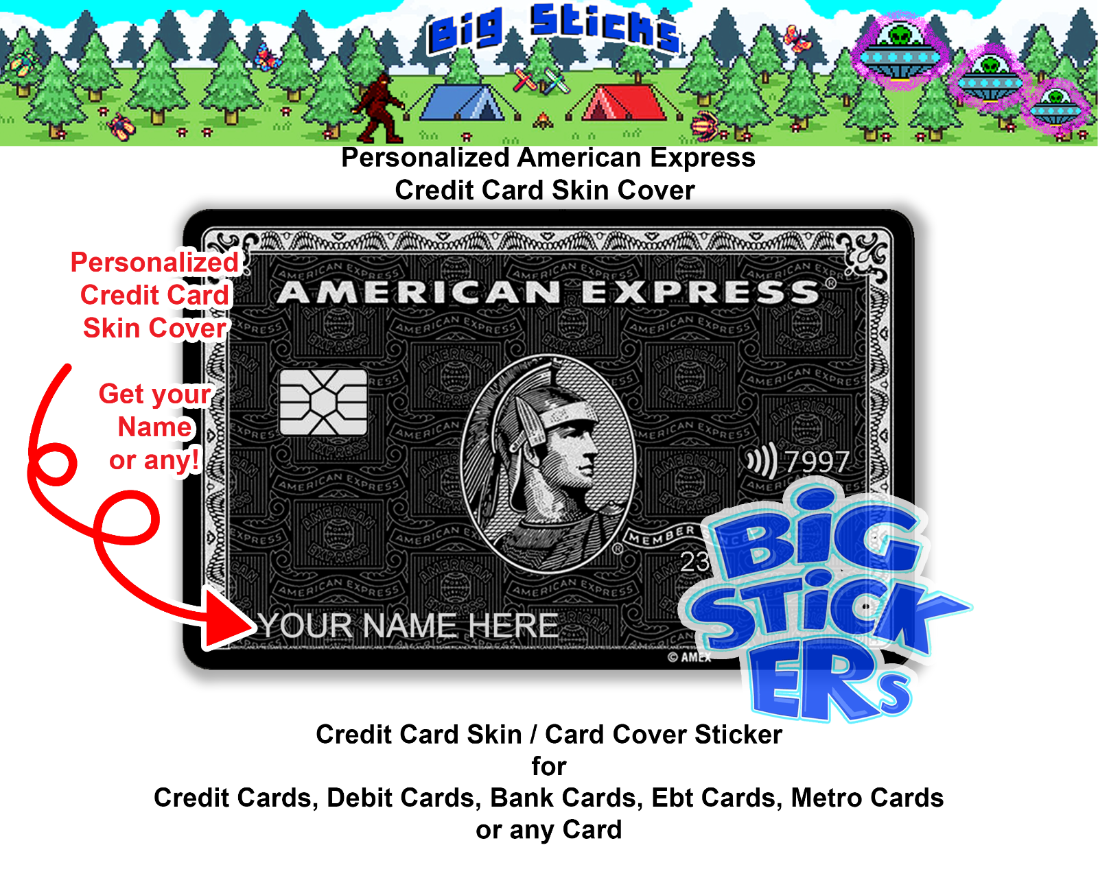 AMEX American Express Black Credit Card SMART Sticker Skin Wrap