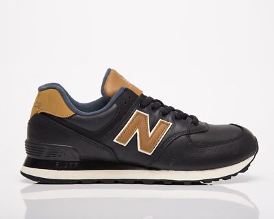 

New Balance 574 Мужские черные коричневые повседневные спортивные кожаные кроссовки для образа жизни, Черный, New Balance 574