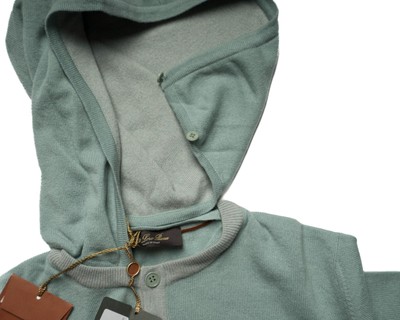 Pre-owned Loro Piana $2,200 Granite Green Hooded Sweatshirt Cashmere Sweater (54 It) Xl