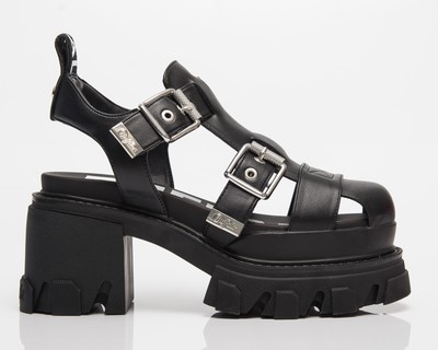 

Босоножки на каблуке Buffalo Wmns Riot Trawl женские веганские черные, Черный, Buffalo Wmns Riot Trawl Heeled Sandals vegan