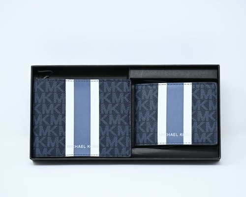 MICHAEL KORS 3 in 1 Wallet Box Set Signature/Stripe PVC