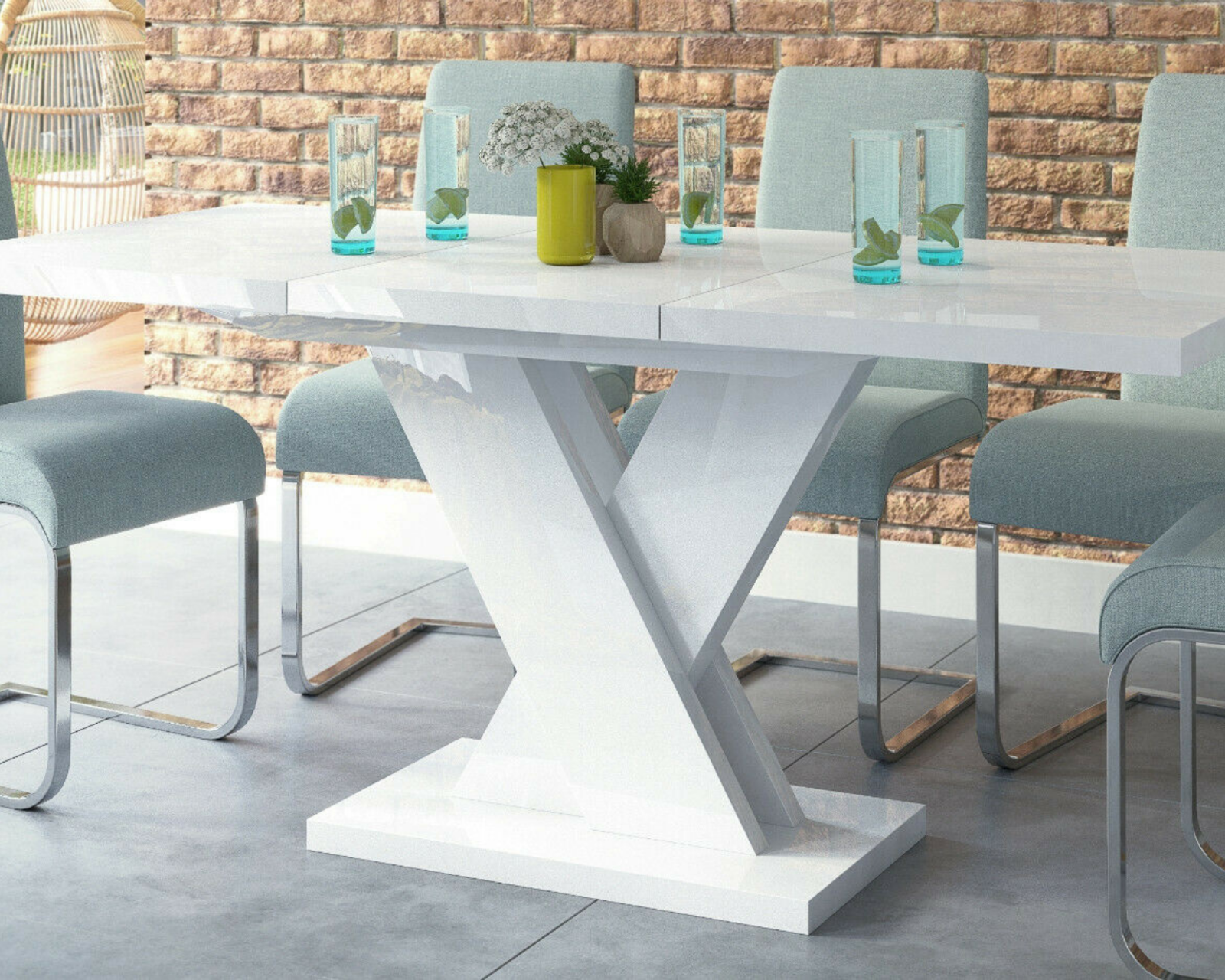 Esstisch Weiß Hochglanz 120 (170) cm Ausziehbar Esszimmertisch Acryl SENOSAN 