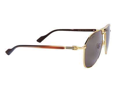 Pre-owned Gucci Gg1220s-002-59 Shiny Gold Sunglasses In Brown