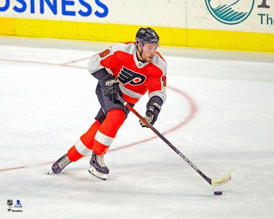 Ivan Provorov Philadelphia Flyers Unsigned Orange Jersey Skating Photo