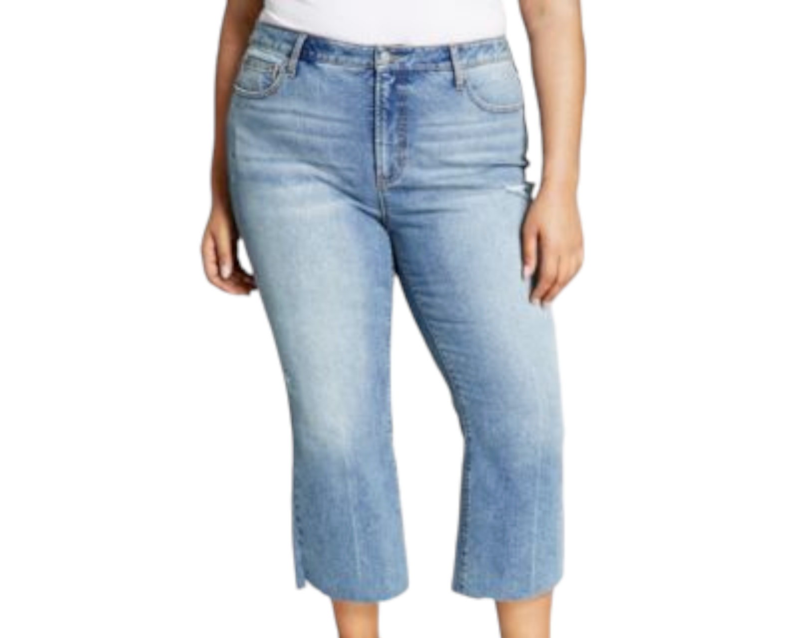 [NEWALRIN] ★ Coco flower wide fit raw Denim Ayla Raw Hem Crop Vaquero | WELLGROUND
