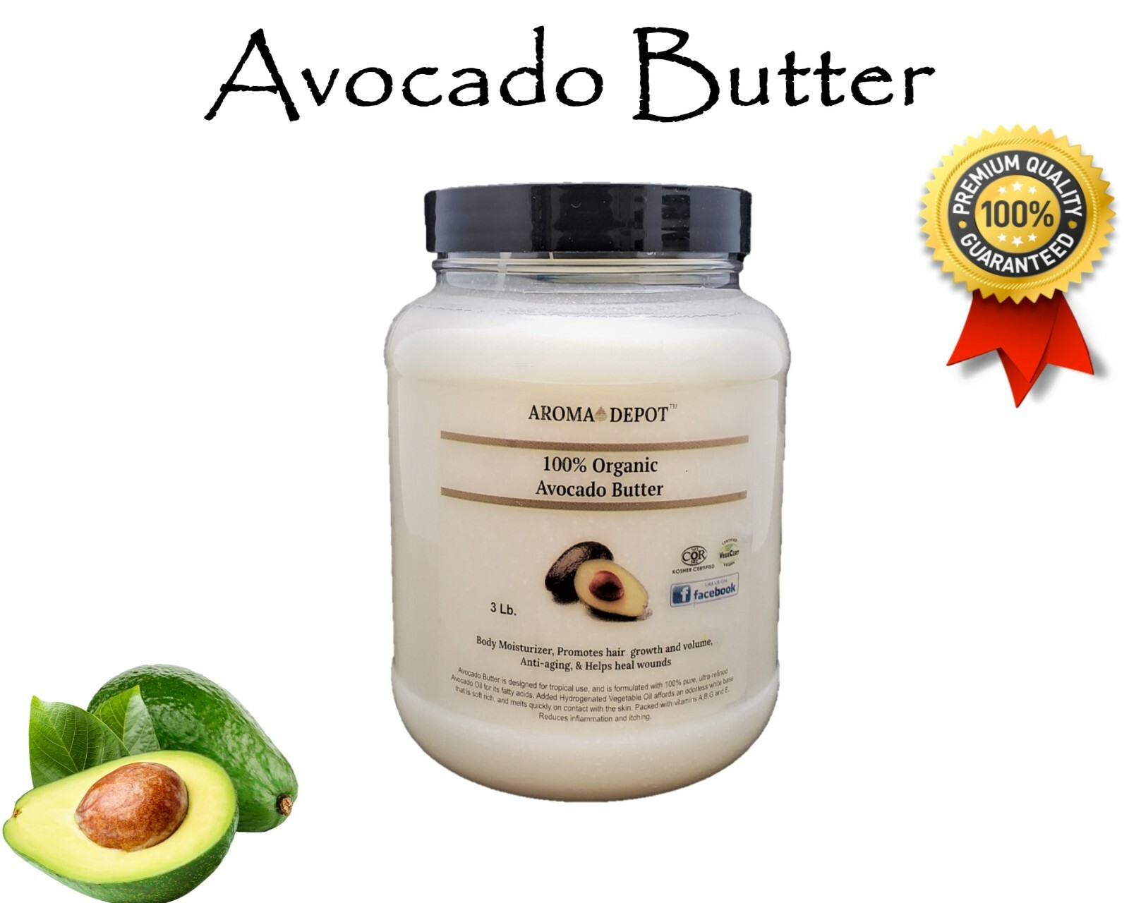 Avocado Butter Natural Kosher Skin Face Body Hair 100% Raw High Quality