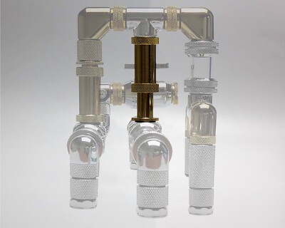 Bitspower G-1/4 True Brass Dual G-1/4 Adjustable Aqua Link Pipe (41-69mm) 