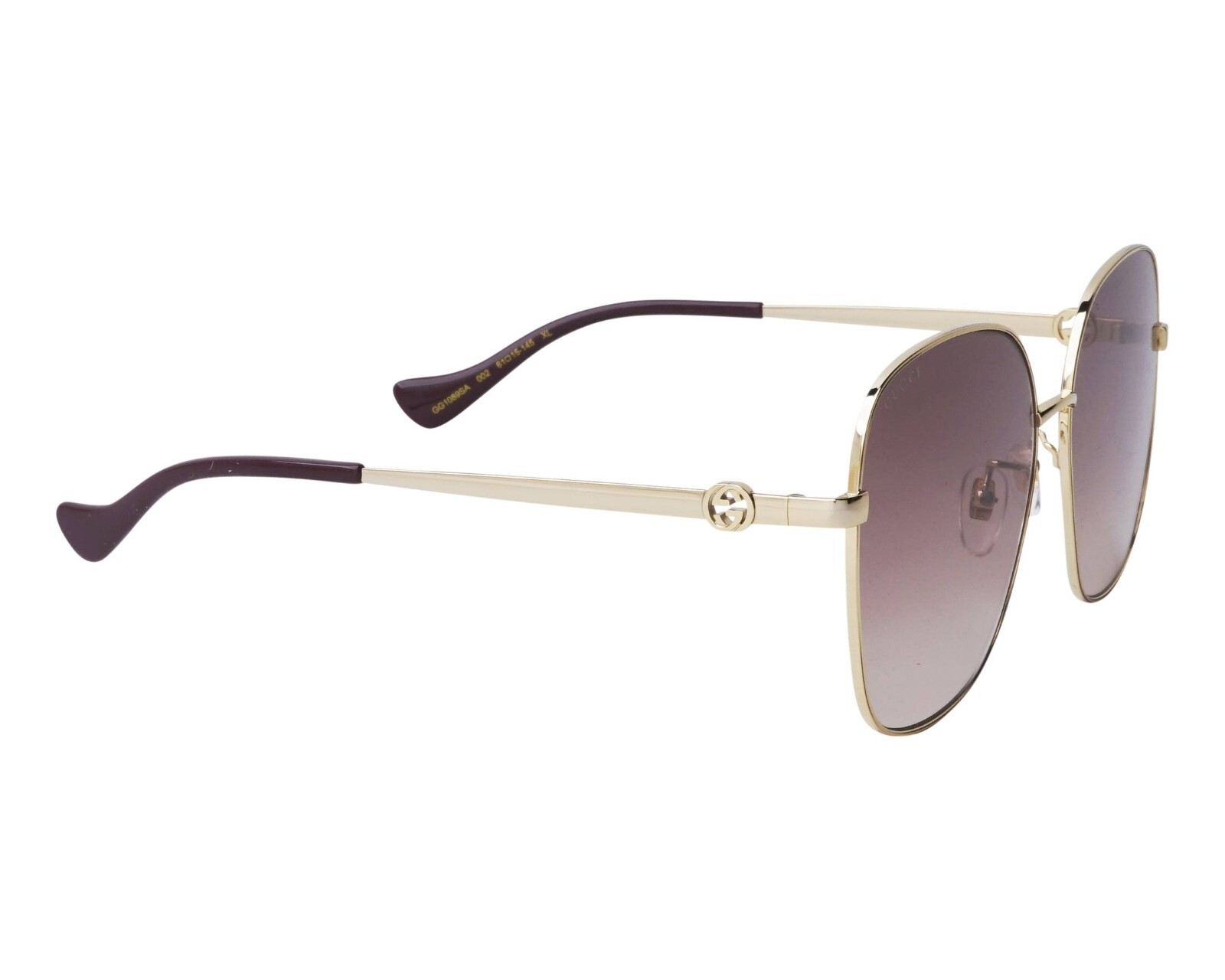 Pre-owned Gucci Gg1089sa-002 Women's Gold Frame / Brown Gradient Sunglasses