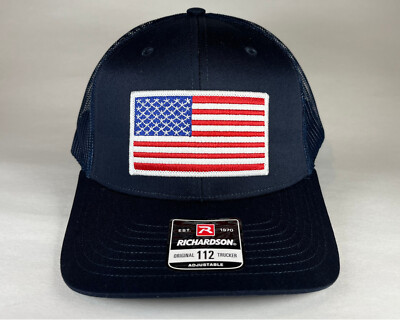 Richardson 112 American Flag 6 Panel Adjustable Snapback Trucker Mesh Hat