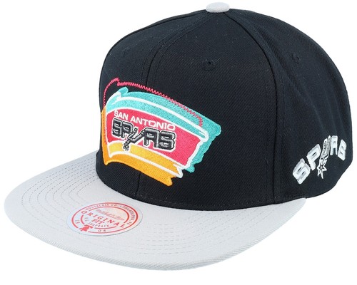 МУЖСКАЯ КЕПКА HWC SPURS С РАЗМЫТЫМ ЛОГОТИПОМ MITCHELL & NESS NBA - ЧЕРНО-СЕРАЯ