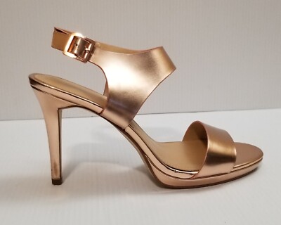 Michael Kors Rose Gold Metallic Leather  Heels Pumps Shoes Sandal Size 7M EUC