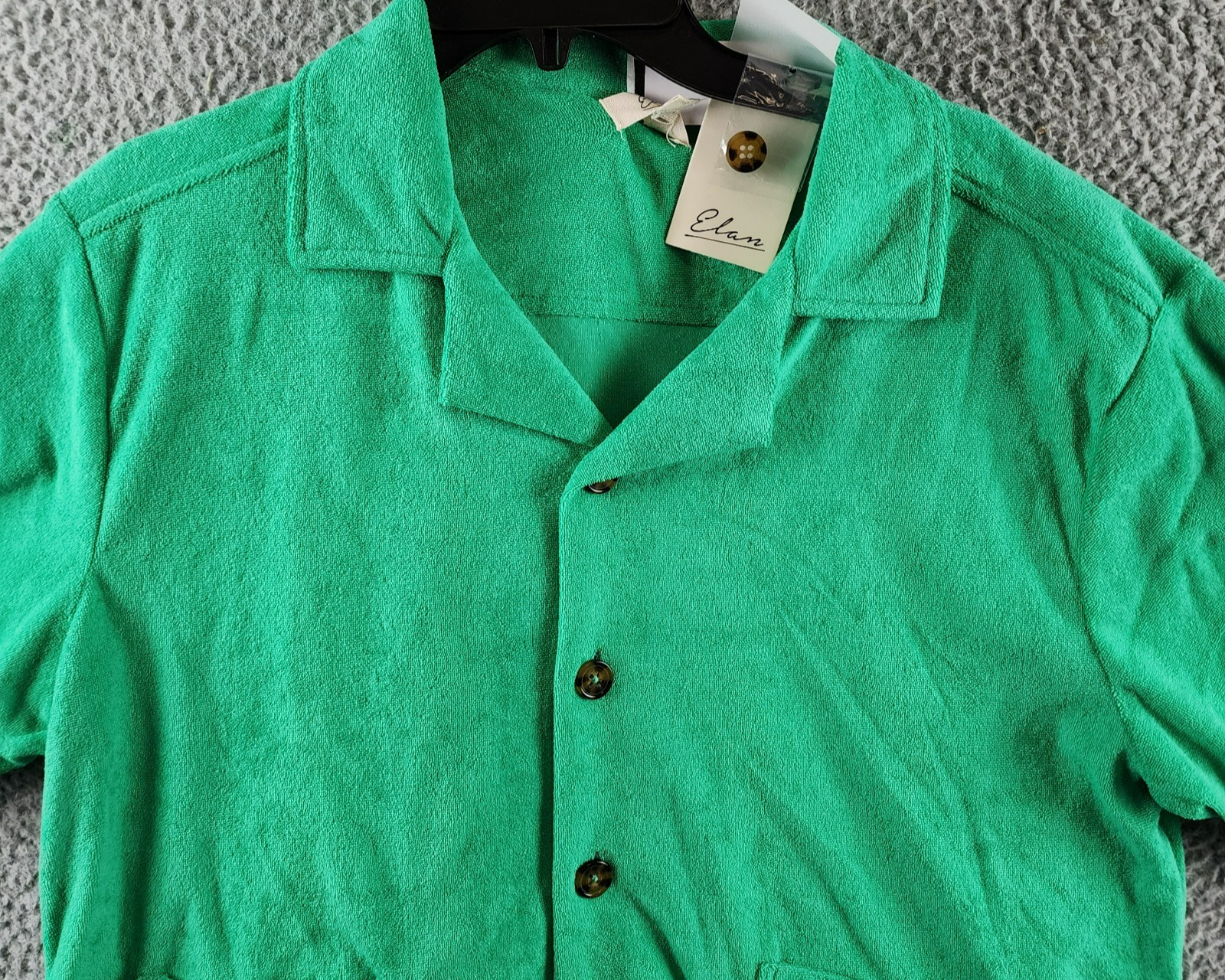 Elan Button Front Cover Up Shirt Women's S Green Bright Collared Pockets S/S - Picture 4 of 14