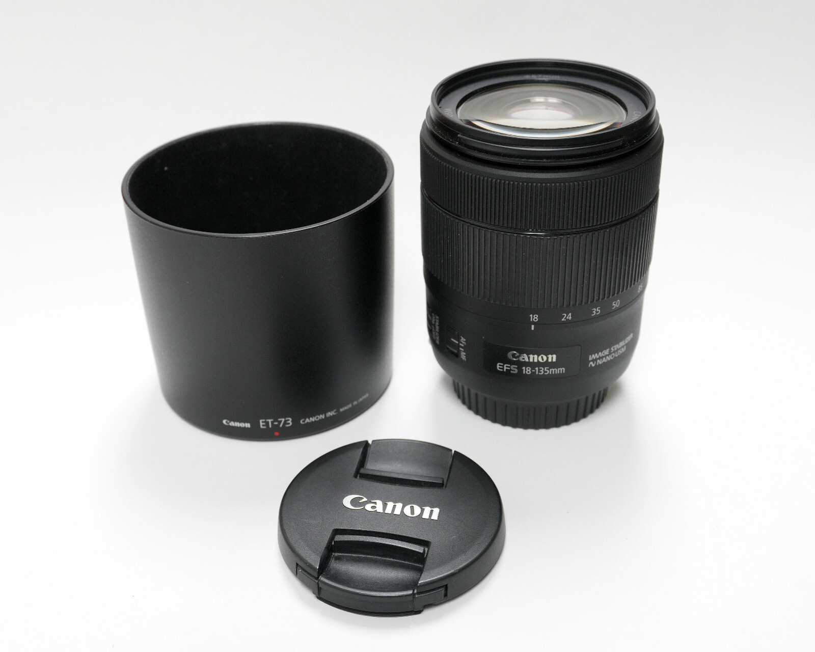 Canon EF-S 18-135mm f3.5-5.6 IS USM zoom lens, w/caps and hood for