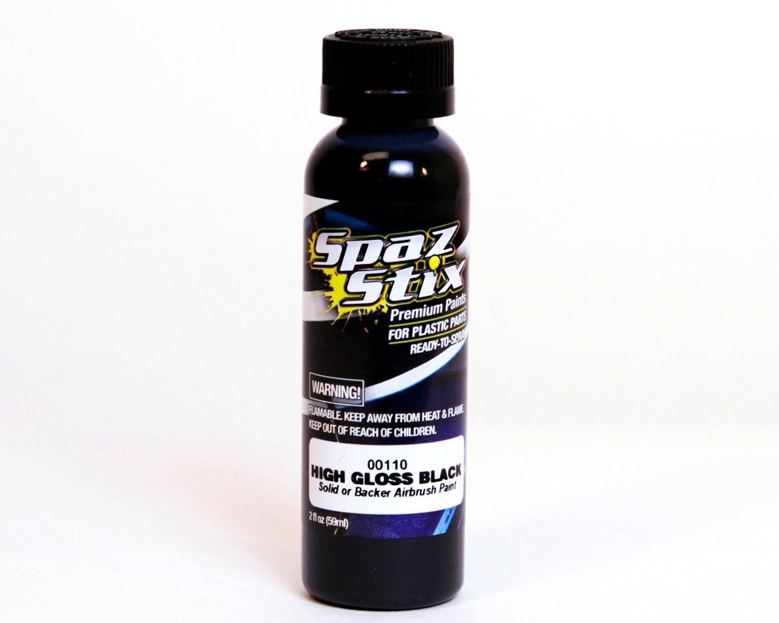 New Spaz Stix SZX00110 High Gloss Black/ Backer Airbrush Paint for RC Lexan Body