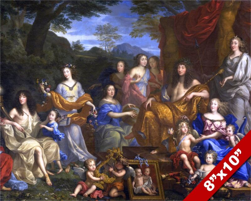 King Louis Xiv The Sun King Of France & Family Painting Art Real Canvas Print