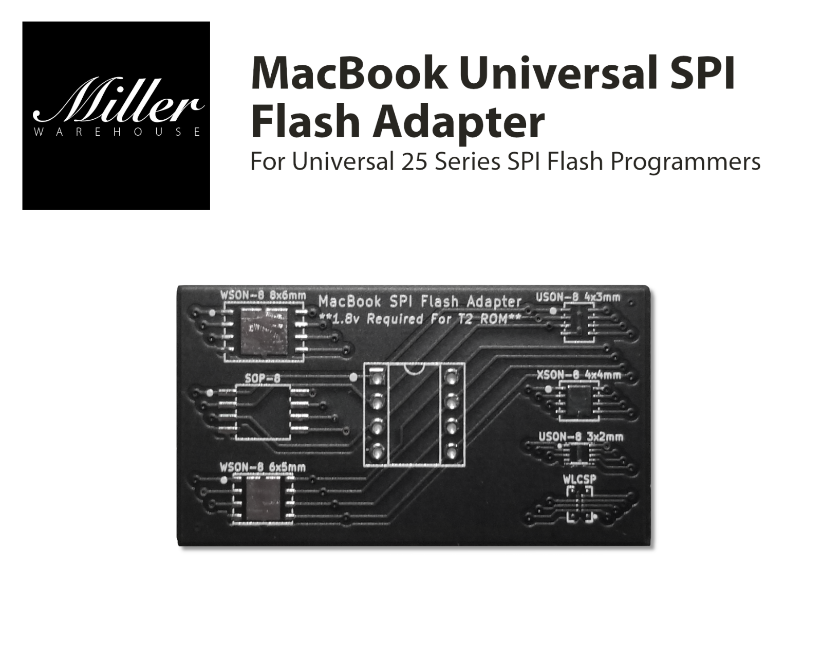 MacBook SPI Flash Adapter - USON-8 3x2 & 4x3, SOP-8, WSON-8 6x5