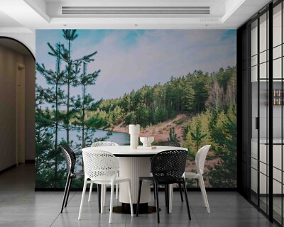 3D Tree Sea Cloud Sky Grass Stone Self-adhesive Removeable Wallpaper Wall Mural