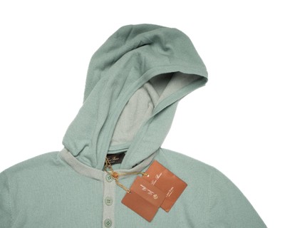 Pre-owned Loro Piana $2,200 Granite Green Hooded Sweatshirt Cashmere Sweater (54 It) Xl