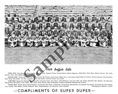AFL 1965 Buffalo Bills Team Picture with Names 8 X 10 Photo Pic