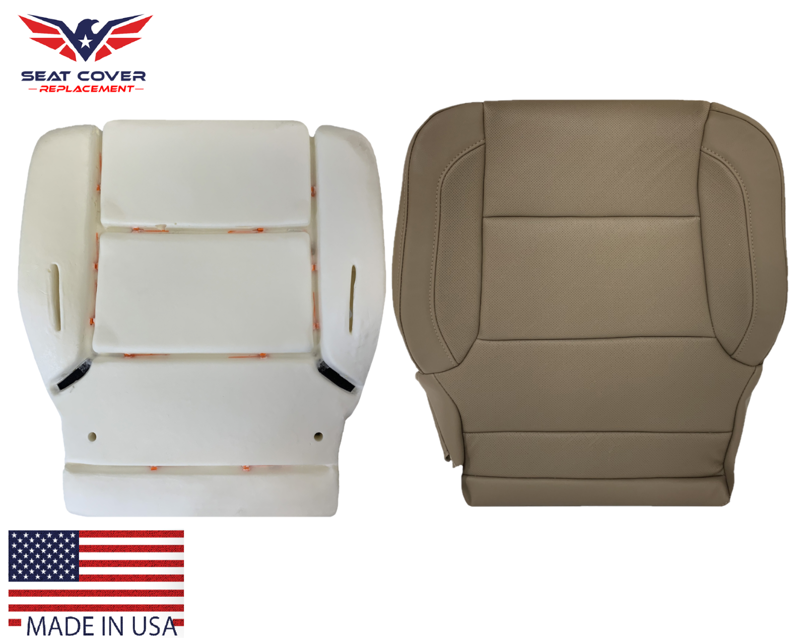 For 2014 2015 Driver Bottom Cushion Foam Leather Tan Seat Cover Chevy Silverado