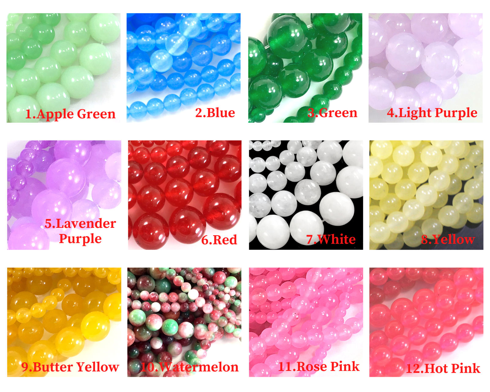 Natural Gemstone Jade Smooth Round Loose Bead 15" 4mm 6mm 8mm 10mm 12mm