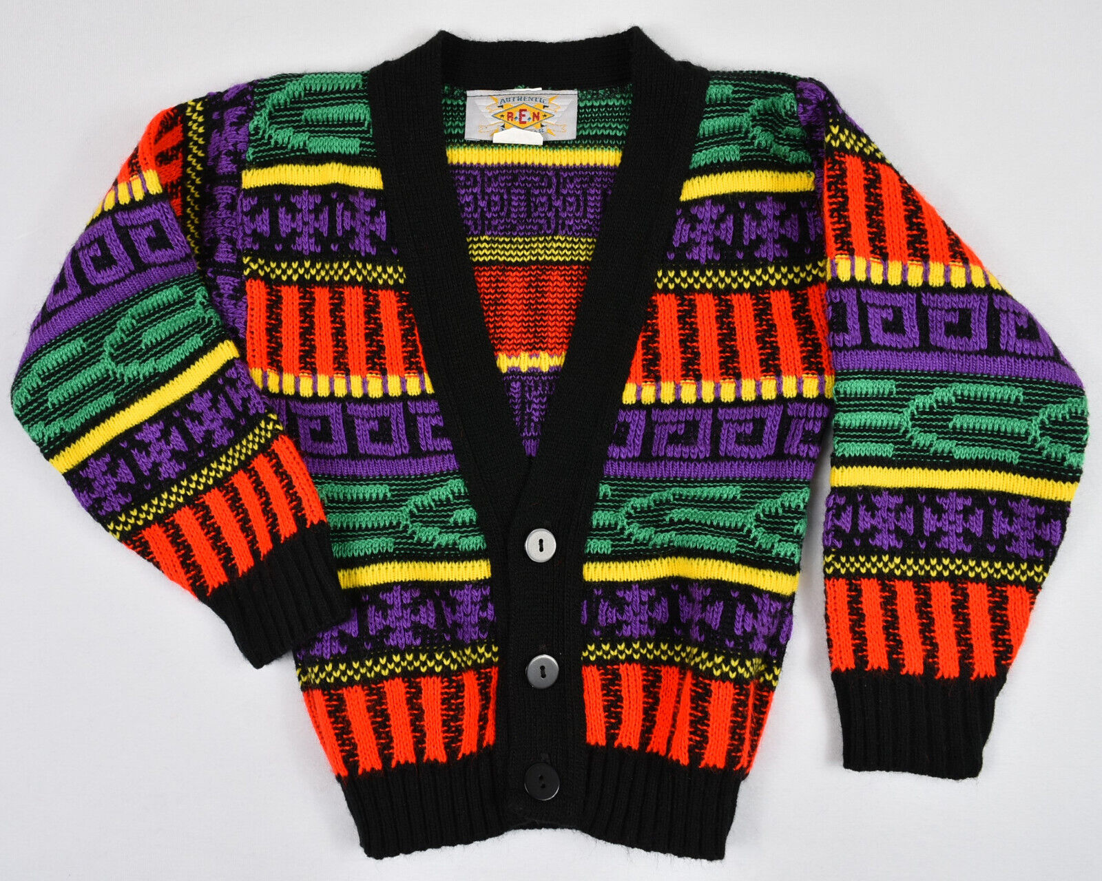 Vintage 90s Knit Cardigan Grandpa Sweater Boy's Size 4 Made in USA Ren Fun Wear Vintage 90s Knit Cardigan Grandpa Sweater Boy's Size 4 Made in USA Ren Fun Wear