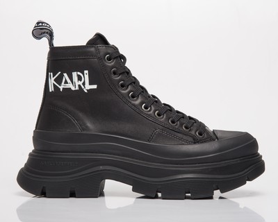 

Karl Lagerfeld Luna Art Deco Logo Hi Женские черные кожаные моно туфли Сапоги, Черный, Karl Lagerfeld Luna Art Deco Logo Hi