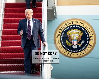 MAGA TRUMP Happy Thumbs Up in Front of Air Force One - 8X10 PHOTO (#1015)
